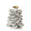 Deko Kerzenhalter Zapfen used look, Metall Tannenzapfen für Christbaumkerzen, creme/gold, 9cm
