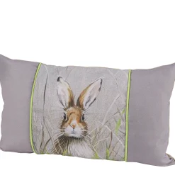 Deko Kissen Hase im Gras, Baumwollkissen mit Hasenmotiv, 30x50cm
