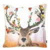 Deko Kissen Hirsch Fleury, Hirsch mit Blumengeweih und Schmetterlinge, 45x45cm, Mars & More