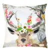 Deko Kissen Hirsch Fleury, Hirsch mit Blumengeweih und Blumenkranz, 45x45cm, Mars & More