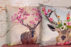 Deko Kissen Hirsch Fleury, Hirsch mit Kirschblüten, 45x45cm, Mars & More