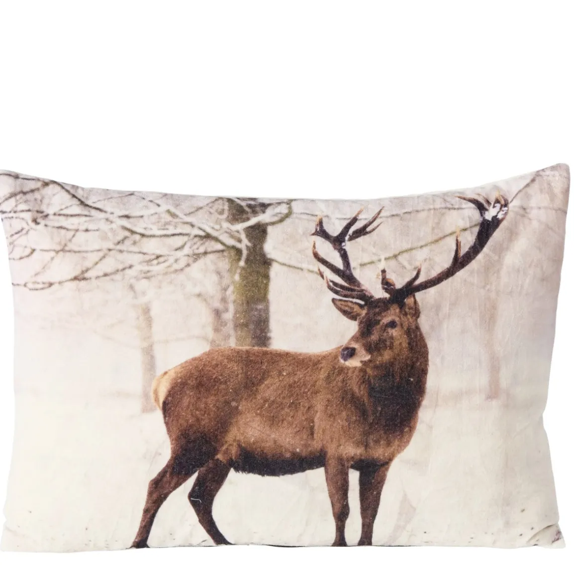 Deko Kissen Hirsch Palco, Samtkissen Winterhirsch stehend, 40x60cm, Boltze Home Collections