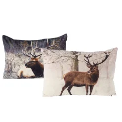 Deko Kissen Hirsch Palco, Samtkissen Winterhirsch stehend, 40x60cm, Boltze Home Collections