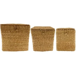 Deko Korb Seegras, Bastkorb Seegras mit Deckel, 34x34cm, DIJK Natural Collections