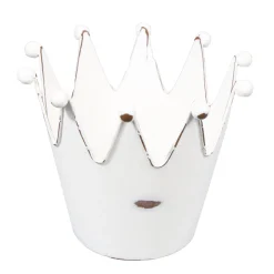 Deko Krone, Metallkrone weiß used look, 11x10cm, Metall