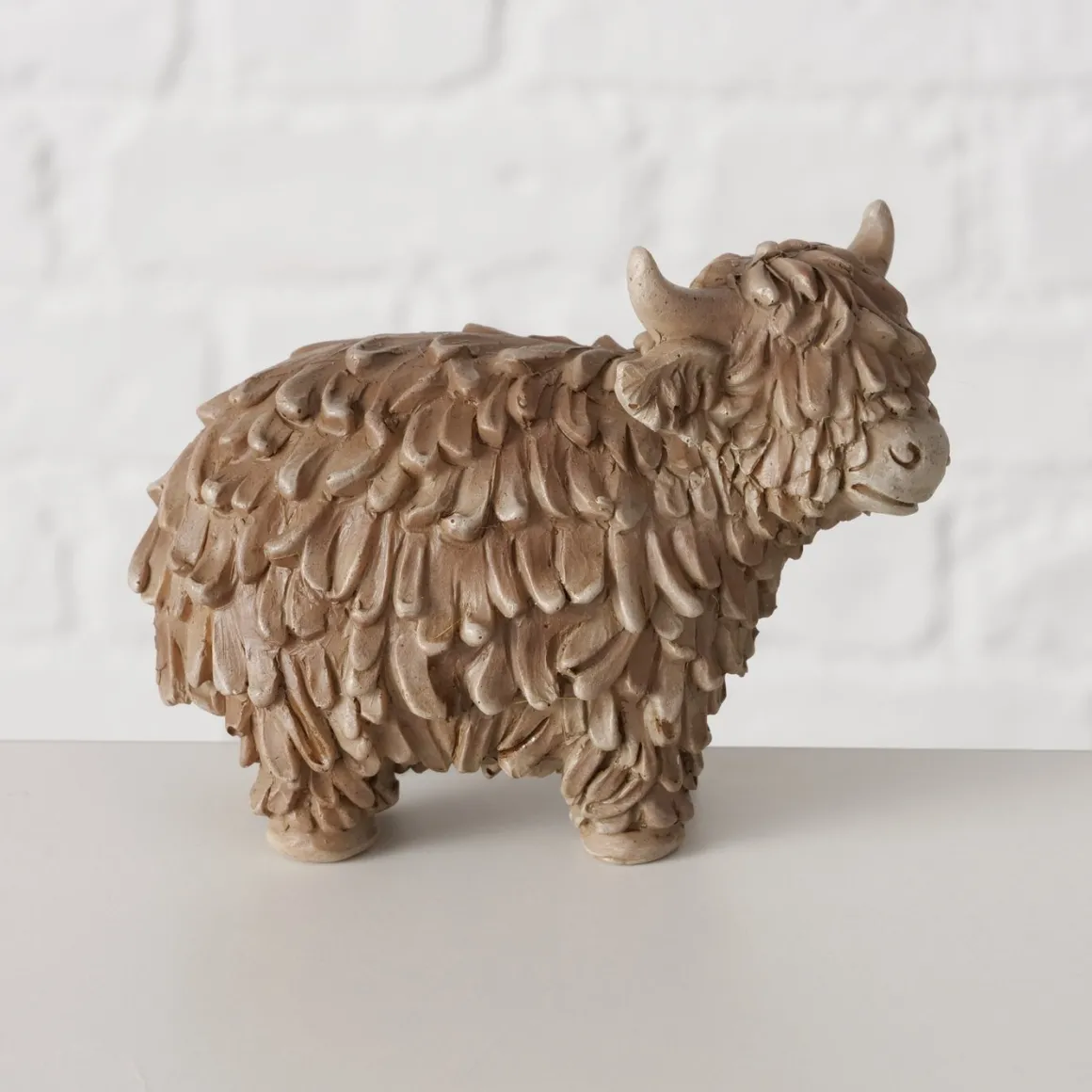 Deko Kuh Buffy, Schottisches Hochlandrind braun, 10x7cm, Boltze Home Collections