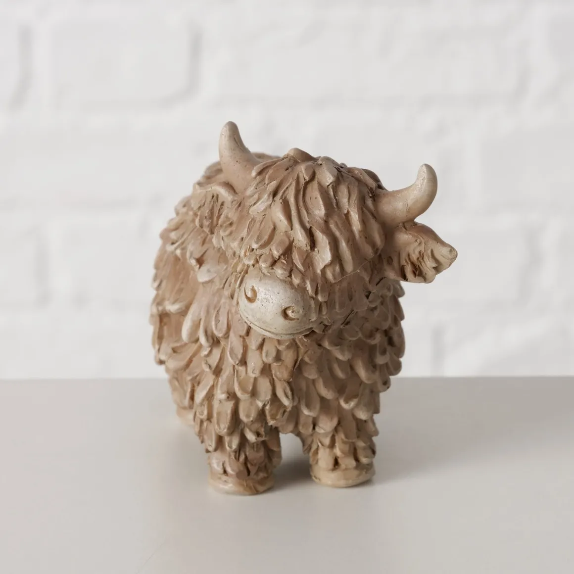 Deko Kuh Buffy, Schottisches Hochlandrind braun, 10x7cm, Boltze Home Collections