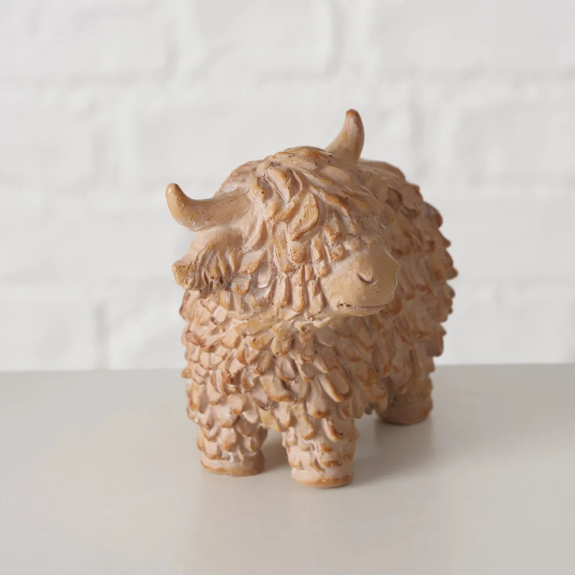 Deko Kuh Buffy, Schottisches Hochlandrind braun, 10x7cm, Boltze Home Collections