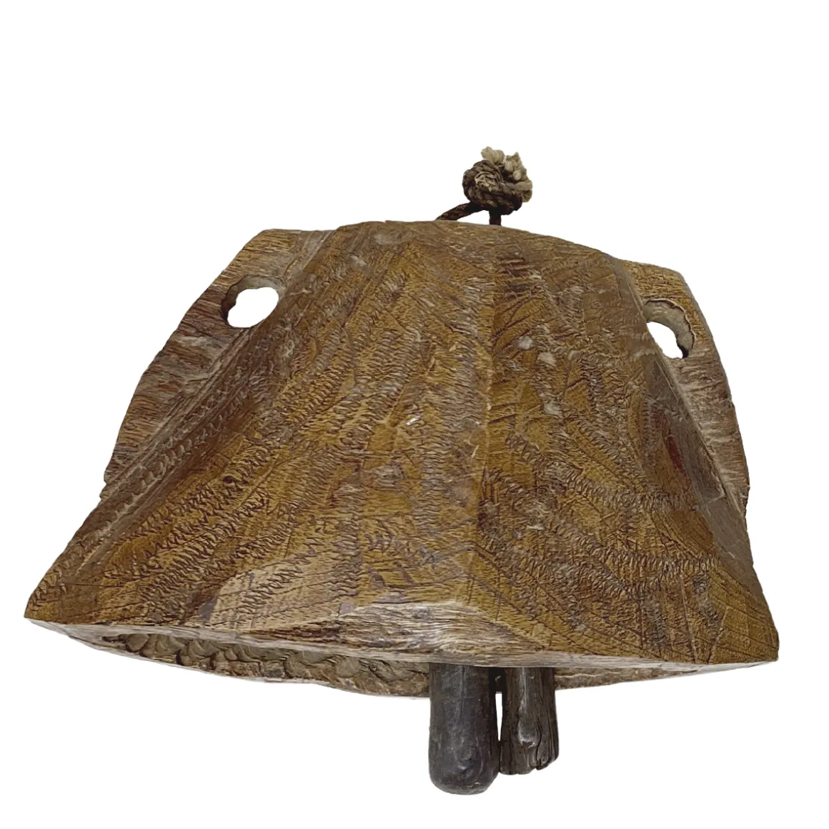 Deko Kuhglocke Antik, Rustikale Holzglocke aus Naturholz, 22x16cm