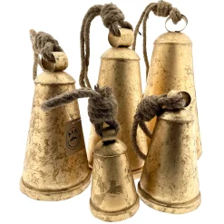 Deko Kuhglocke Eschenlohe Rustikal gold, Glocke mit Klang im Shabby Chic Look, gold-schwarz, 15cm, Metall