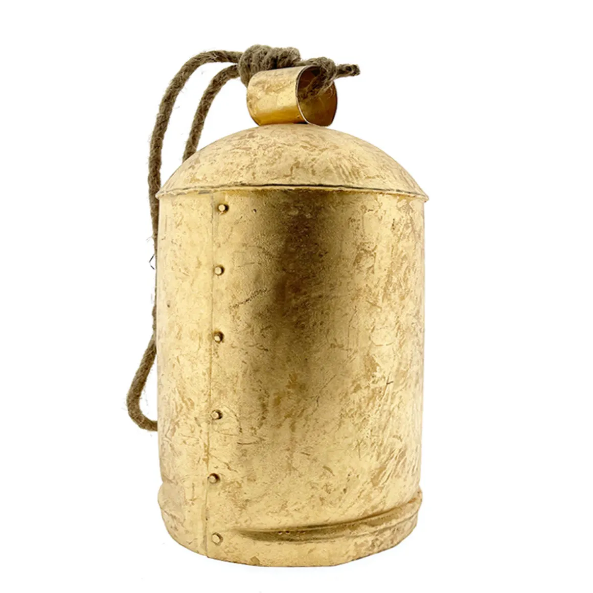 Deko Kuhglocke Schwaigen gold, Glocke mit Klang im Shabby Chic Look, gold-schwarz, 34cm