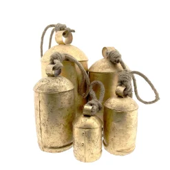 Deko Kuhglocke Schwaigen Rustikal gold, Glocke mit Klang im Shabby Chic Look, gold-schwarz, 30cm