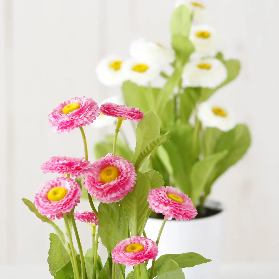 Deko Kunstblume Bellis, Gänseblümchen im Topf blühend, weiß, 30cm, Boltze Home Collections