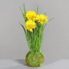 Deko Kunstblume Frühling, Löwenzahn im Moosball, gelb, 23cm