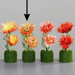 Deko Kunstpflanze Strohblume, Strohblume orange mit Grasballen, 15cm, DPI