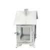 Deko Laterne Haus weiß used look, Metallwindlicht Haus Shabby Chic, 18x35cm