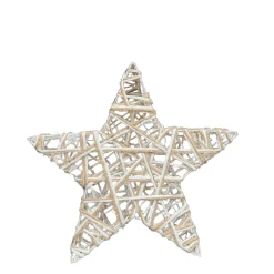 Deko LED Stern Jute-Baumwolle, batteriebetrieben, Ø40cm, mit Timer, 10 LEDs