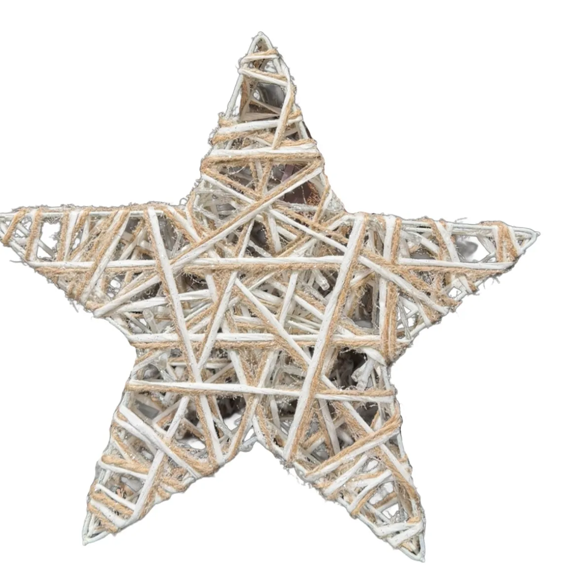Deko LED Stern Jute-Baumwolle, batteriebetrieben, Ø40cm, mit Timer, 10 LEDs
