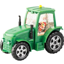 Deko LED Traktor mit Schneeschauer, Musik und Licht, Schneekugel Traktor mit Weihnachtsmann, Lumineo
