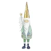 Deko Metall Weihnachtsmann, Gnom mit Stern, mintgrün/gold/weiß, 23x80cm