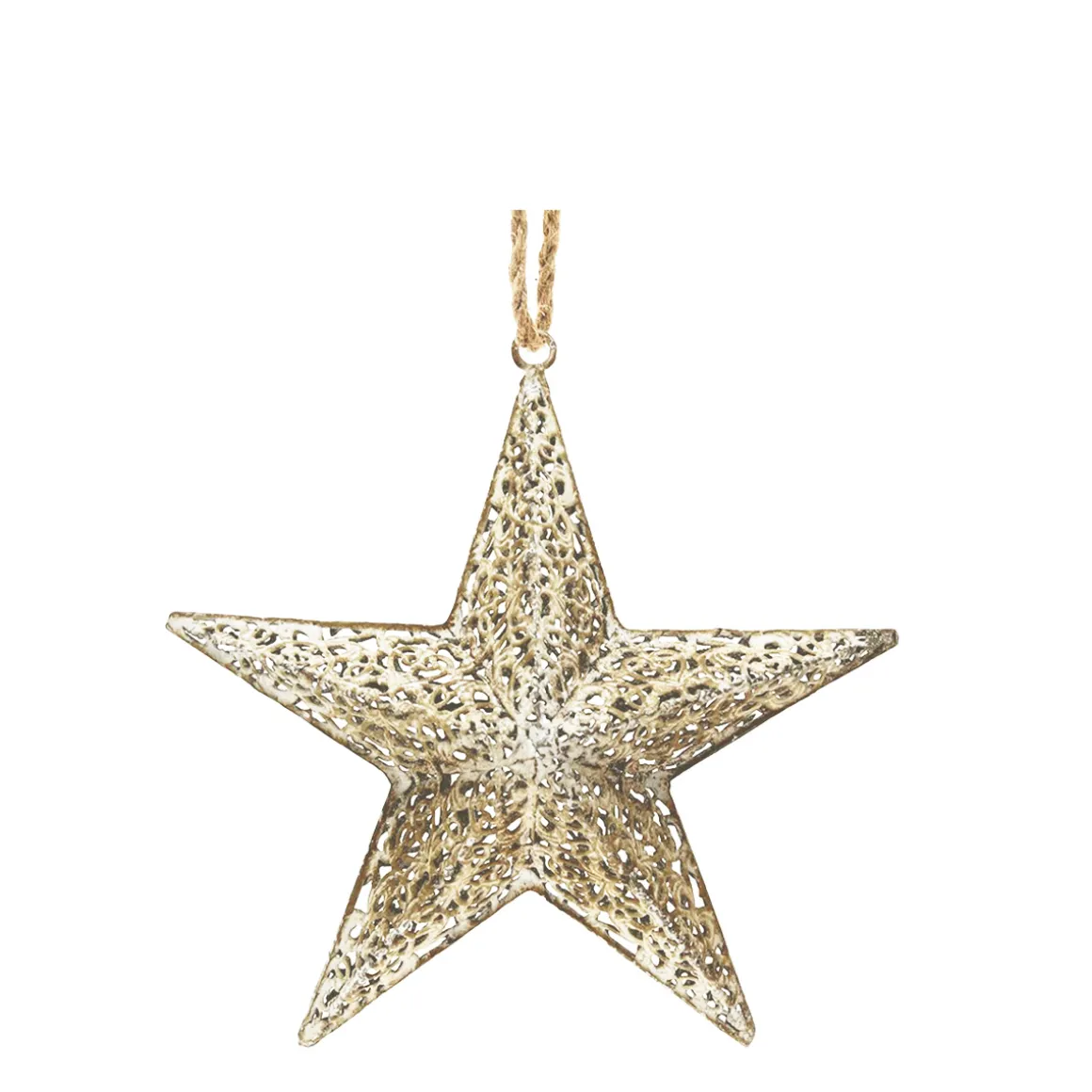 Deko Metallstern, Antik grau-creme im 3D-Ornament-Look, Ø14cm