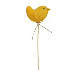 Deko Pflanzstecker Vogel orange, Vogel aus Filz mit Blume, 28cm