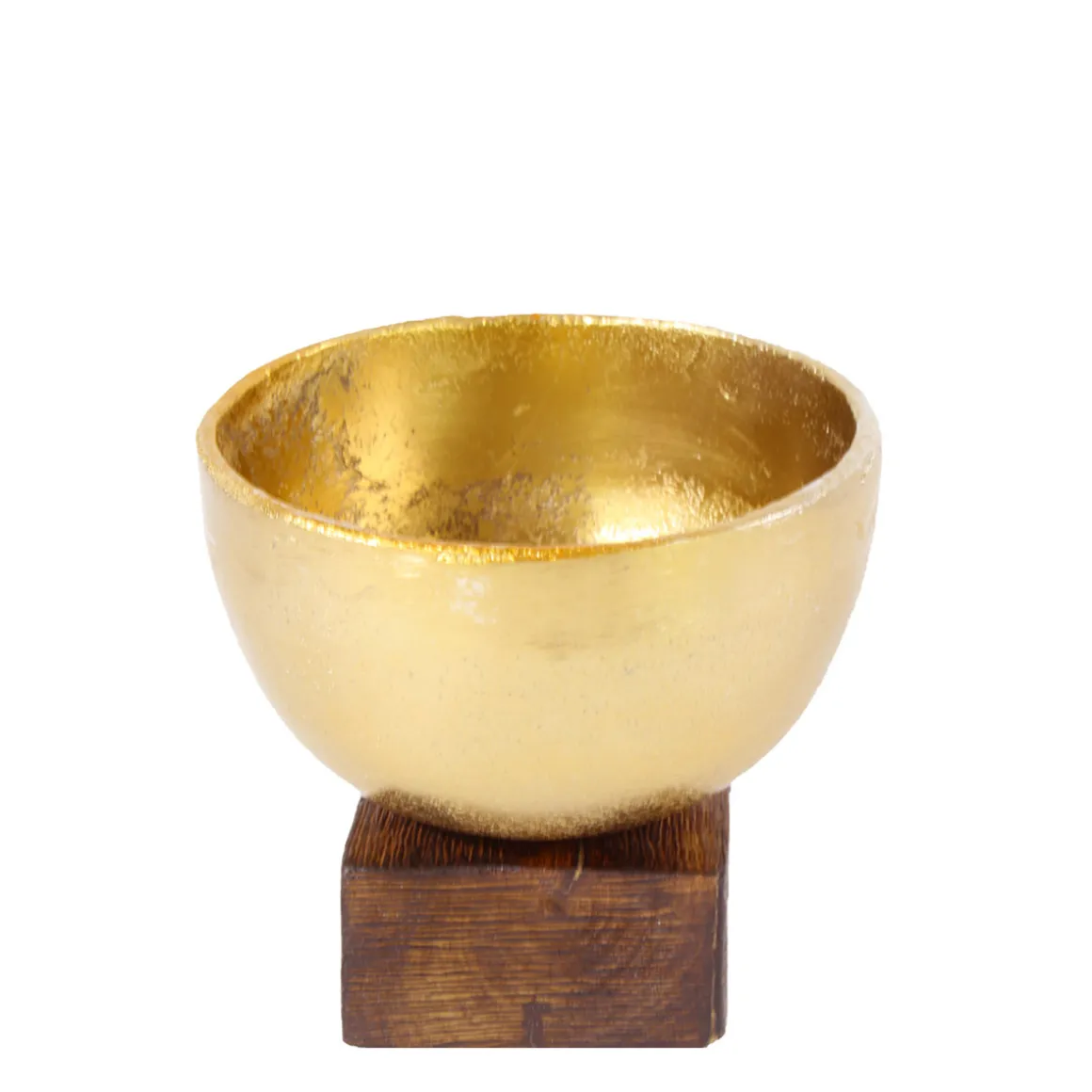 Deko Schale auf Holzsockel gold antik, Metallschale Weihnachten, Ø12cm