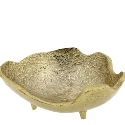 Deko Schale gold, Metallschale auf Füsse, gewellter Rand, 30x30cm