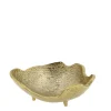 Deko Schale gold, Metallschale auf Füsse, gewellter Rand, 20x20cm