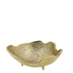 Deko Schale gold, Metallschale auf Füsse, gewellter Rand, 20x20cm