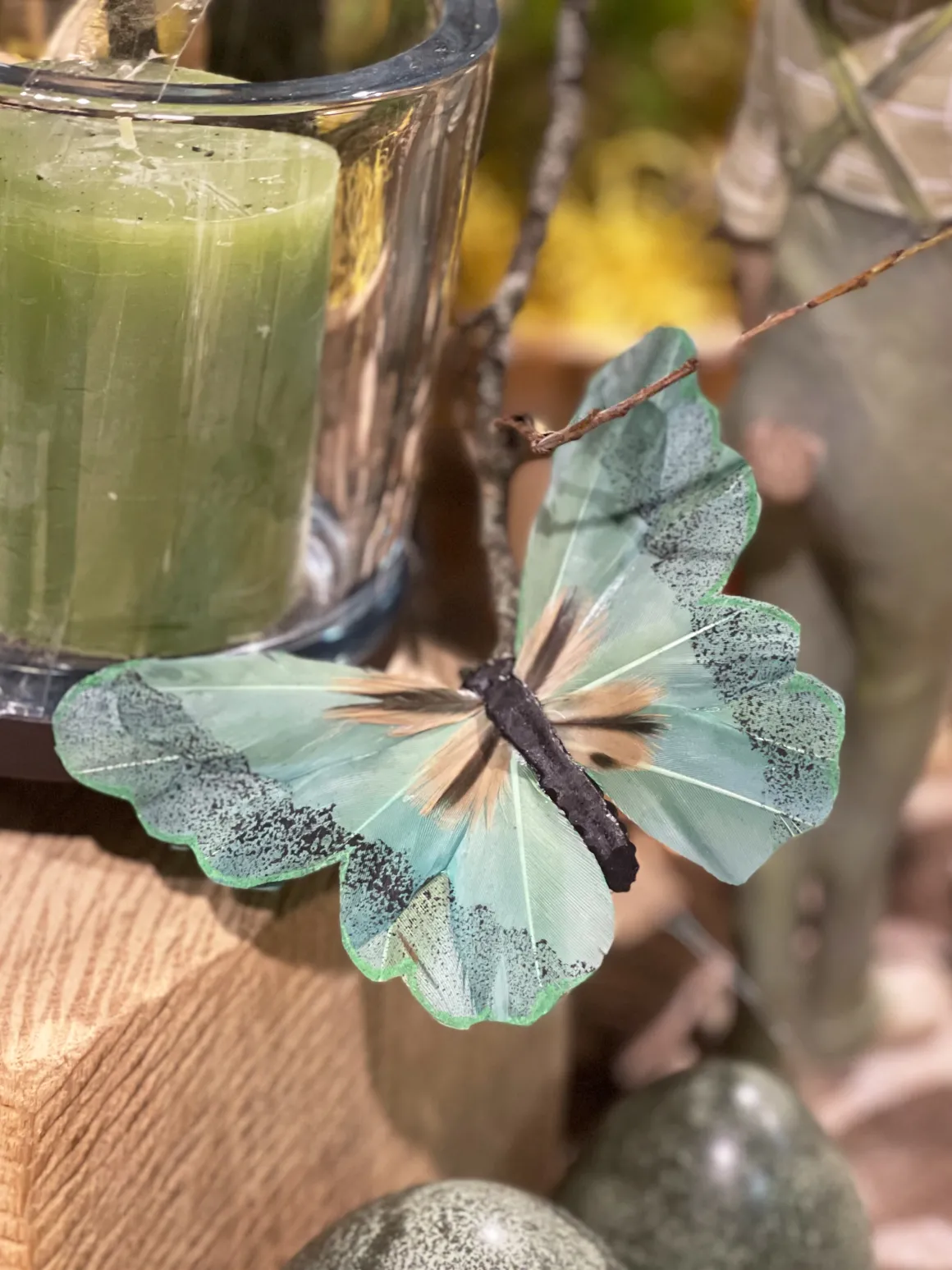 Deko Schmetterlinge mit Draht, grün, 6 St. in der Klarsichtbox