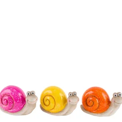 Deko Schnecke, fröhliche Keramikschnecke mit gelbem Haus, 9cm