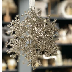 Deko Schneeflocke aus Glöckchen, Metallschellen silber mit Klang, 20cm