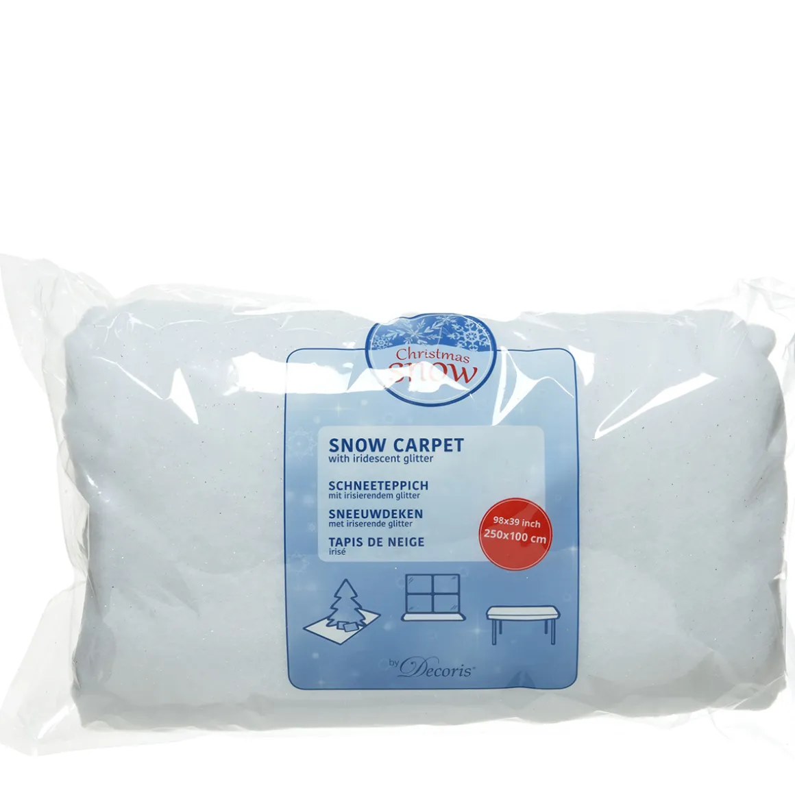 Deko Schneematte, Schneeteppich weiß, irisierend, 250x100cm