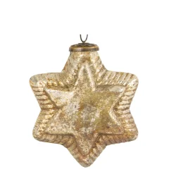 Deko Stern Antik, Glasstern antik silbergold, Weihnachtsstern, 12x13cm, Hänger