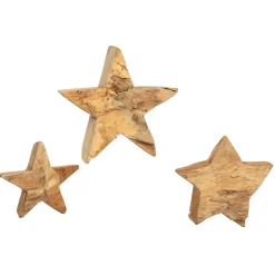 Deko Stern, Holzstern Teak unfinish, 25x25cm, WMG Grünberger