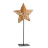 Deko Stern Teak, rustikaler Holzstern auf Metallfuß, 56cm, WMG Grünberger