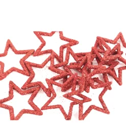 Deko Sterne bordeauxrot, Streusterne mit Glimmer, Ø4cm, 36 St/Beutel