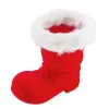 Deko Stiefel, Nikolausstiefel mit Plüschrand, rot-weiß, Kunststoff