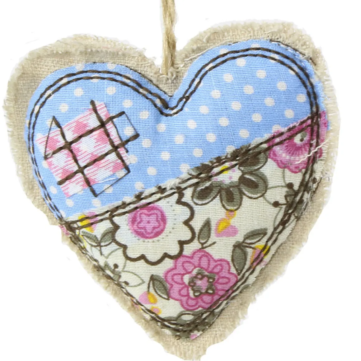 Deko Stoff-Herz, mit Schmetterlinge, Blumen, 3fach sortiert, 9x9cm, Hänger