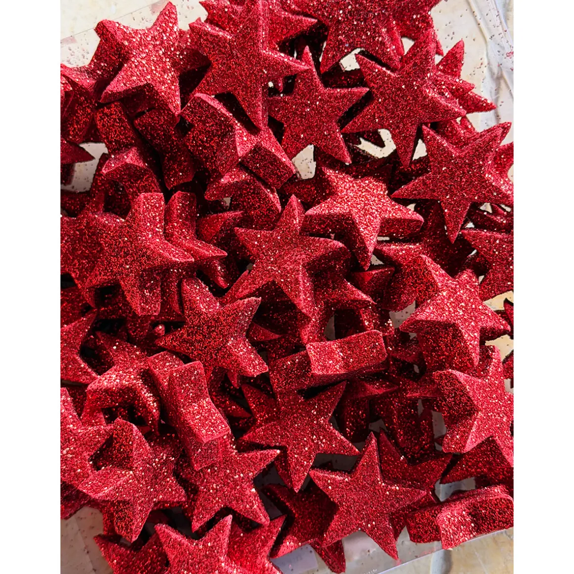 Deko Streu Sterne Glitzer rot, 108 Stück/Box
