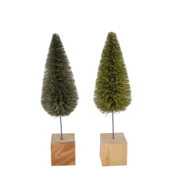 Deko Tannenbaum Pfeifenputzer grün, Tannenbaum auf Holzwürfel, 22x6cm, Kunststoff