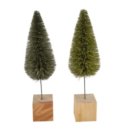 Deko Tannenbaum Pfeifenputzer grün, Tannenbaum auf Holzwürfel, 30x8cm, Kunststoff