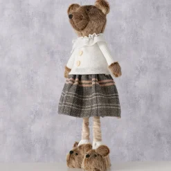 Deko Teddy mit Rock und Hundeschuhe, Teddymädchen mit Teleskopbeine, 34cm bis 54cm, Boltze Home Collection