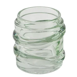 Deko Teelichtglas Wellenform, Windlicht aus Glas hellgrün, 9x9cm