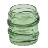 Deko Teelichtglas Wellenform, Windlicht aus Glas grün, 9x9cm