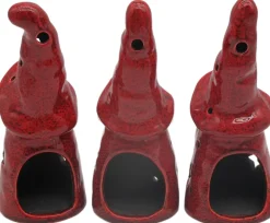 Deko Teelichthalter Wichtel Santa Marta rot, Keramikwichtel Weihnachten, 19cm