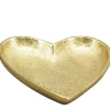 Deko Teller Herz gold, Metallschale Herz, Tablett gold, 24x25cm