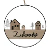 Deko Türschild Zuhause, Hänger Homewood, rund mit Häuschen und Bäume, Ø28cm, Boltze Home Collections
