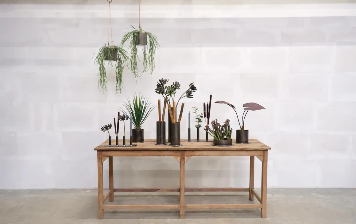 Deko Vase Fred, massive Metallvase used look, 15cm, Trademark Living